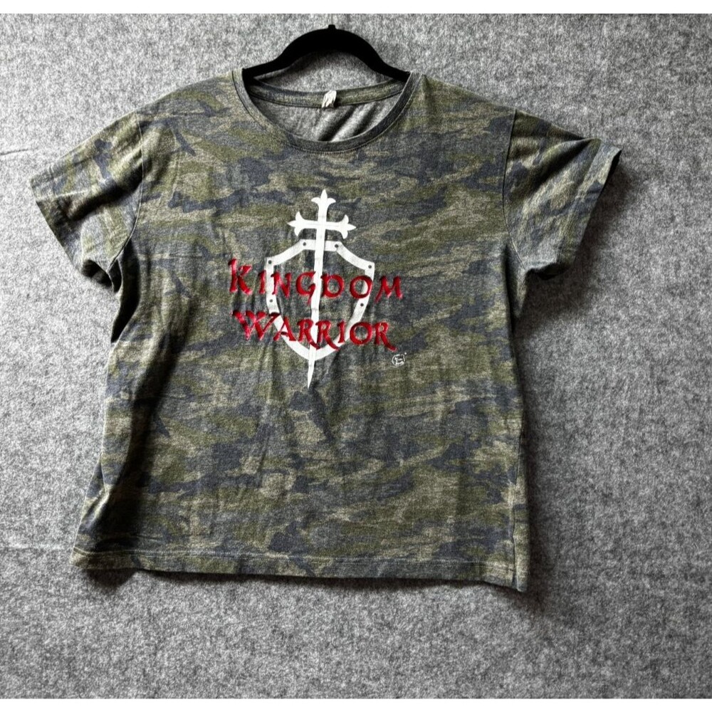 Live and Tell Kingdom Warrior Camo Christian T Shirt Size Unknown 21x24